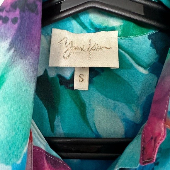 Yumi Kim 100% Silk Flower Print Button Down Blouse Sz Small - Picture 4 of 6